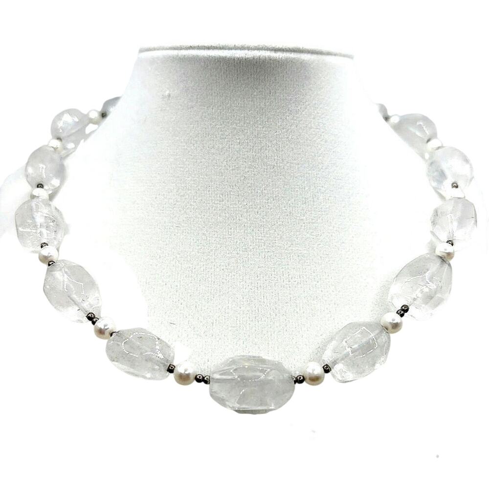 Natural Quartz Nuggets Necklace 16” and Sterling Silver